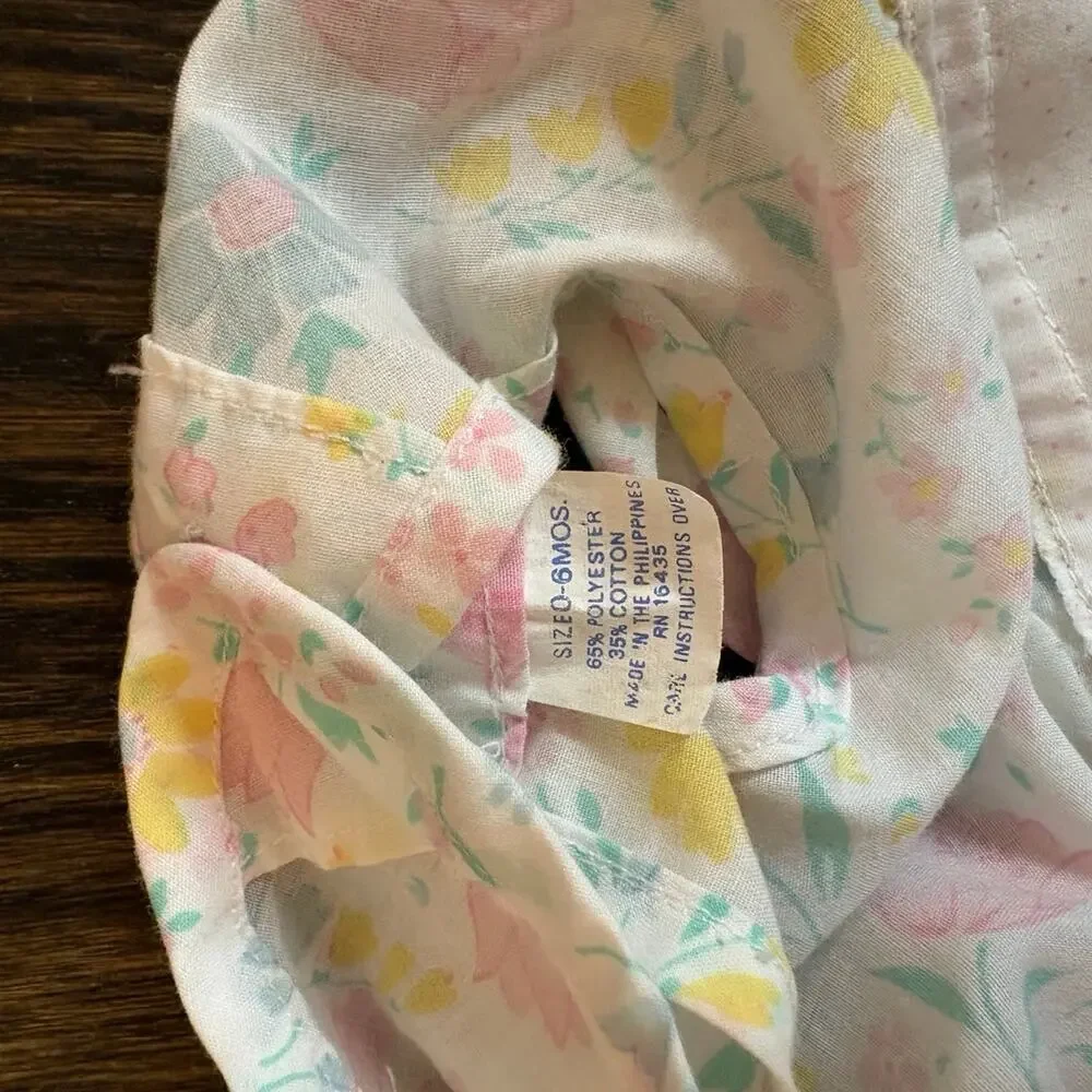 Baby Bonnet Hat Floral Lace Trim Ties